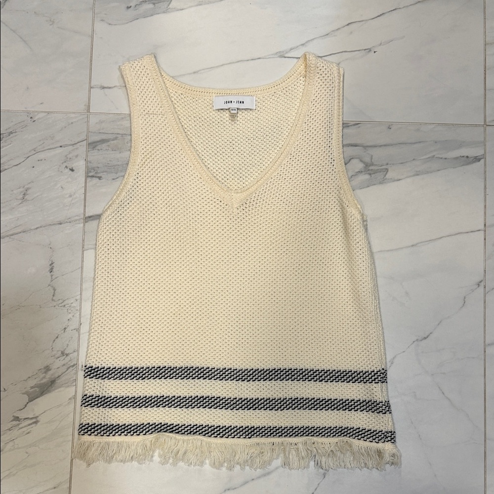 John + Jenn Cream and Black Tank Top